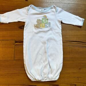 Starting Out white dog blocks embroidered sleep dress‎ SIZE 0-6M